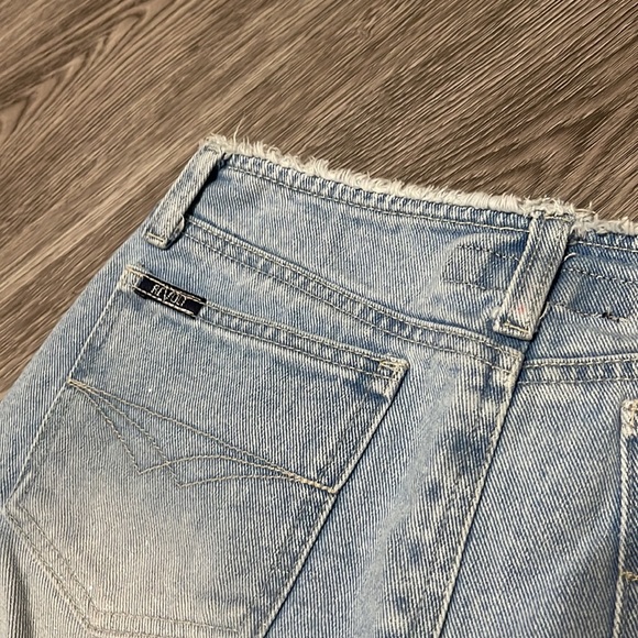 Womens vintage Y2K 2000s Silver Glitter Raw Hem Denim Skirt 28 in Waist - Picture 5 of 6